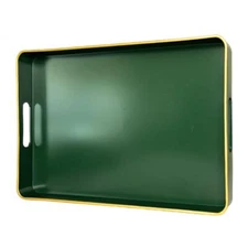 Rectangular Plastic Serving Tray with Handles 15.7"x10.2"x1.37" Green Decor