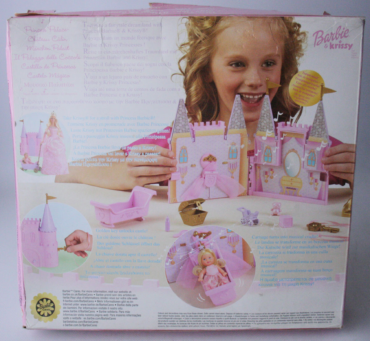 2003 BARBIE & KRISSY PRINCESS PALACE DOLL & CASTLE SET PINK MATTEL