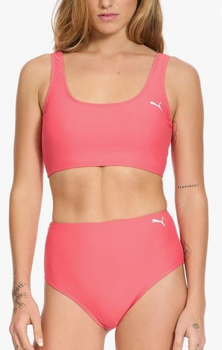 PUMA Women's Crop Bikini Top & Bottom Women’s SZ Large Pink Sport Athletic NEW