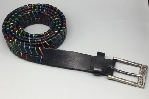 Cintura Robert Graham Warrick in pelle nera arcobaleno