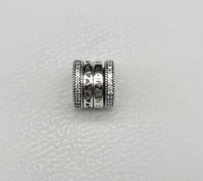 NEW Authentic Pandora Spinning Hearts of Pandora Charm 797402CZ Silver Clear CZ
