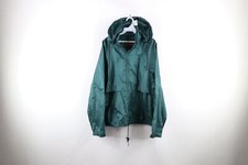 Vtg 90s Eddie Bauer Mens Medium Blank Full Zip Hooded Windbreaker Jacket Green