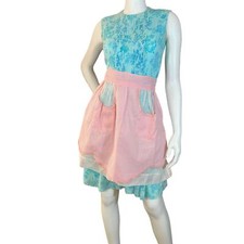 50 s Vintage Pink Cotton Organza Hostess Apron