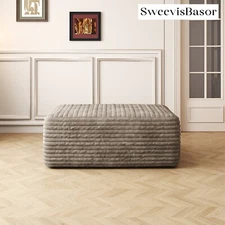 SweevisBasor 37" Corduroy Ottoman - Compressed Memory Foam Footrest, No Assembly