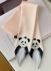 Gentleman Panda Print Silky Scarf Neck Hair Bandana Purse Scarf Blush Pink