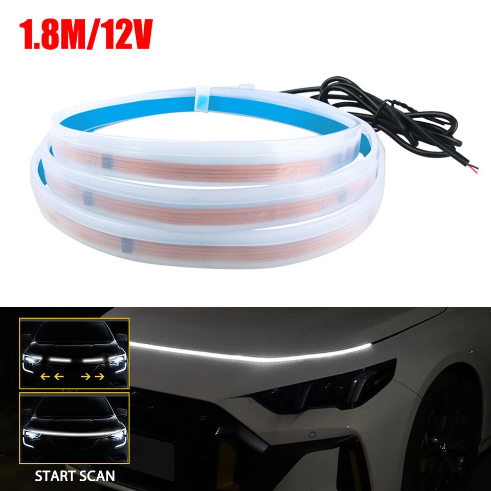 2023 Dynamic Scan Start Up Hoodbeam Kit, Exterior Car LED Strip, Flexible Car Hood Light Strip, LED Lights For Car, Waterproof Daytime Running Lights For Cars, Suvs, Trucks (White, 200cm(80 Inch)) In - Foto 11