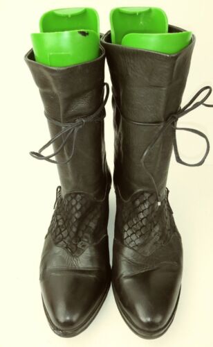 Stivali donna Bloomingdales metà polpaccio US8,5 pelle nera zeppa Italia 5105 - Foto 2 di 11