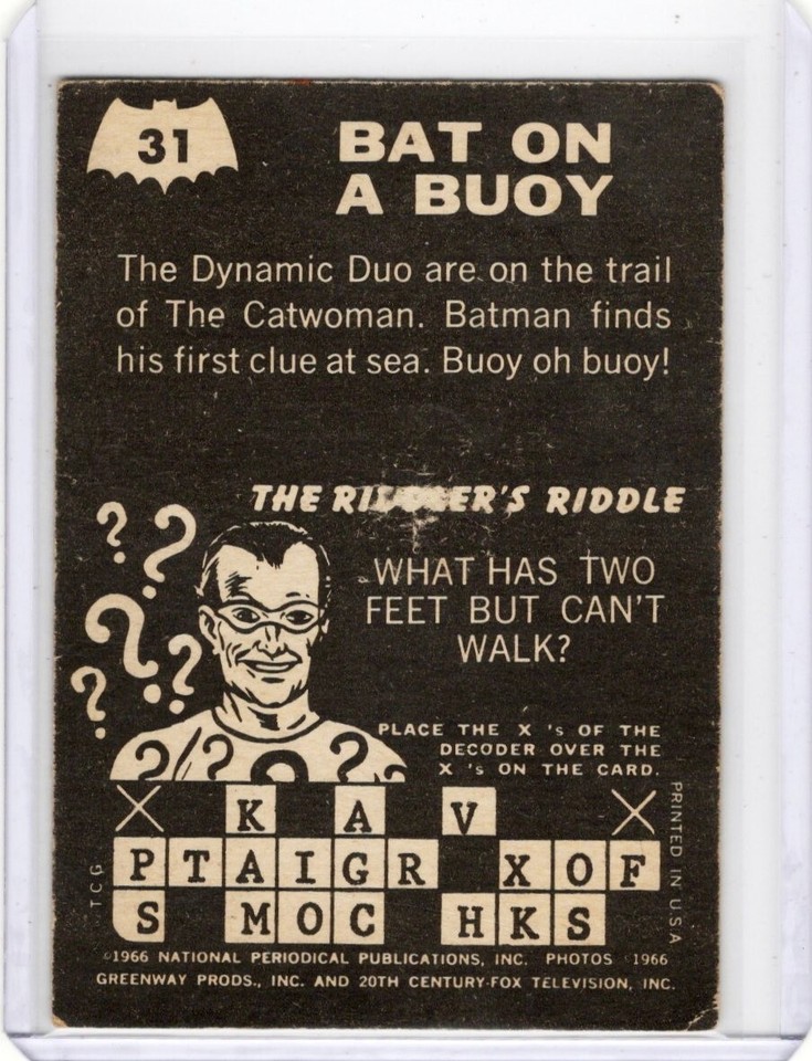 1966 Topps Batman Riddler Backs #31 Bat on a Buoy | eBay
