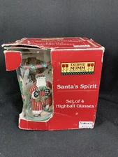 4 Debbie Mumm Santa's Spirit 16 oz Highball Glasses Christmas Holiday by Sakura
