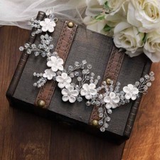 Bride Flower Wedding Hair Vine Beaded Hair Piece Bridal Hair Accessories for ...