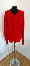 Turnbull & Asser cashmere jumper size Large red v neck long sleeve real pure 