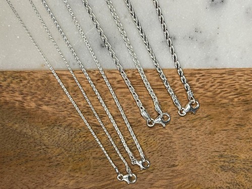 925 Sterling Silver SPIGA Wheat Chain Necklace 16'' 18'' 20'' 22'' 24'' 30'' - Picture 4 of 8