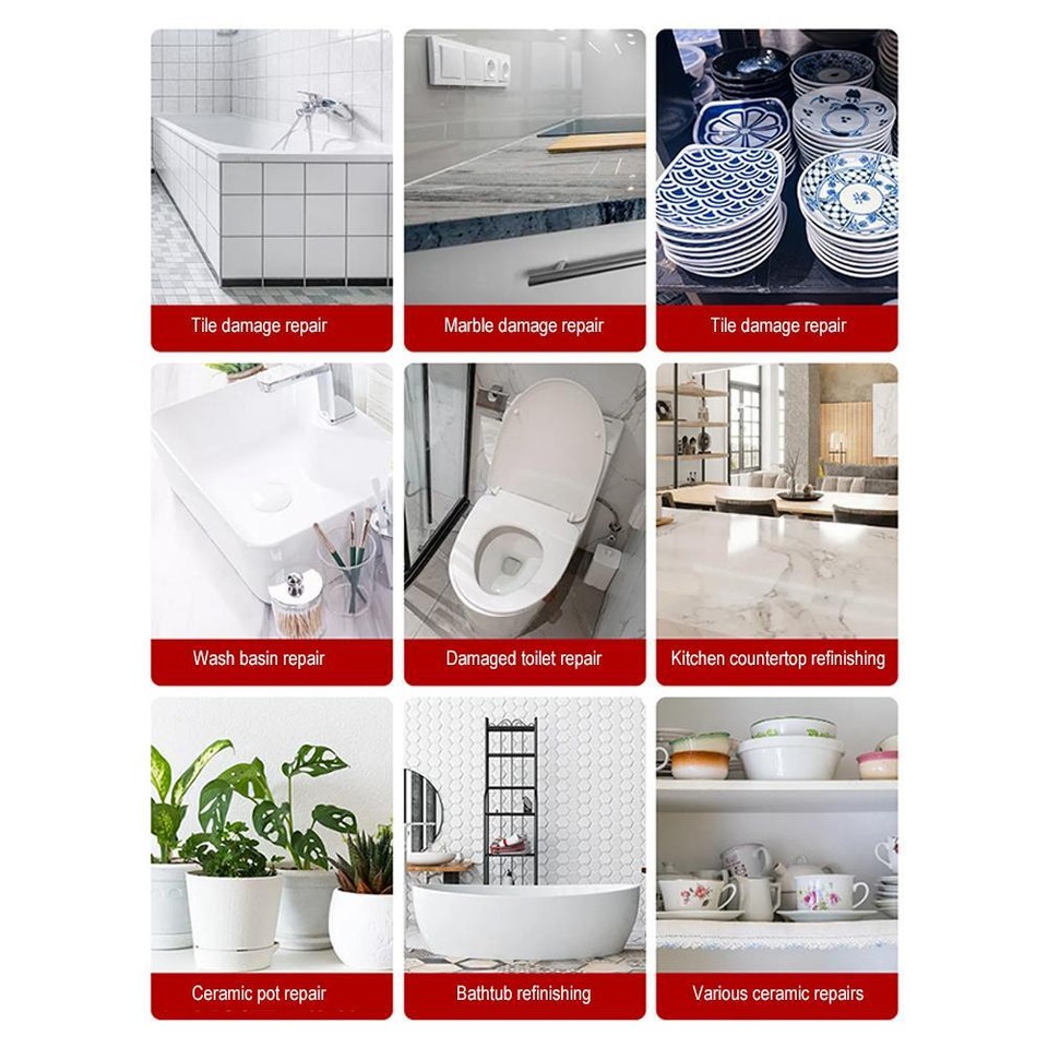 Ceramic Tile Repair Paste Kit Quick Drying for Ceramic Tub Toilet Stone