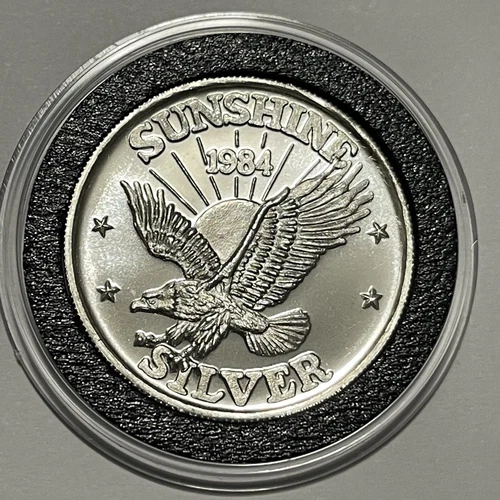 1984 Sunshine Mining Eagle Rare Coin 1/2 Troy Oz .999 Fine Silver Round Half