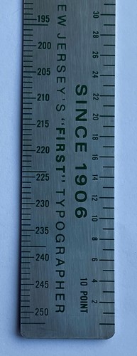 NOS 1906 Stainless Steel Ruler SS made USA inches Picas Agate 8 Point 10 Point - Picture 4 of 9