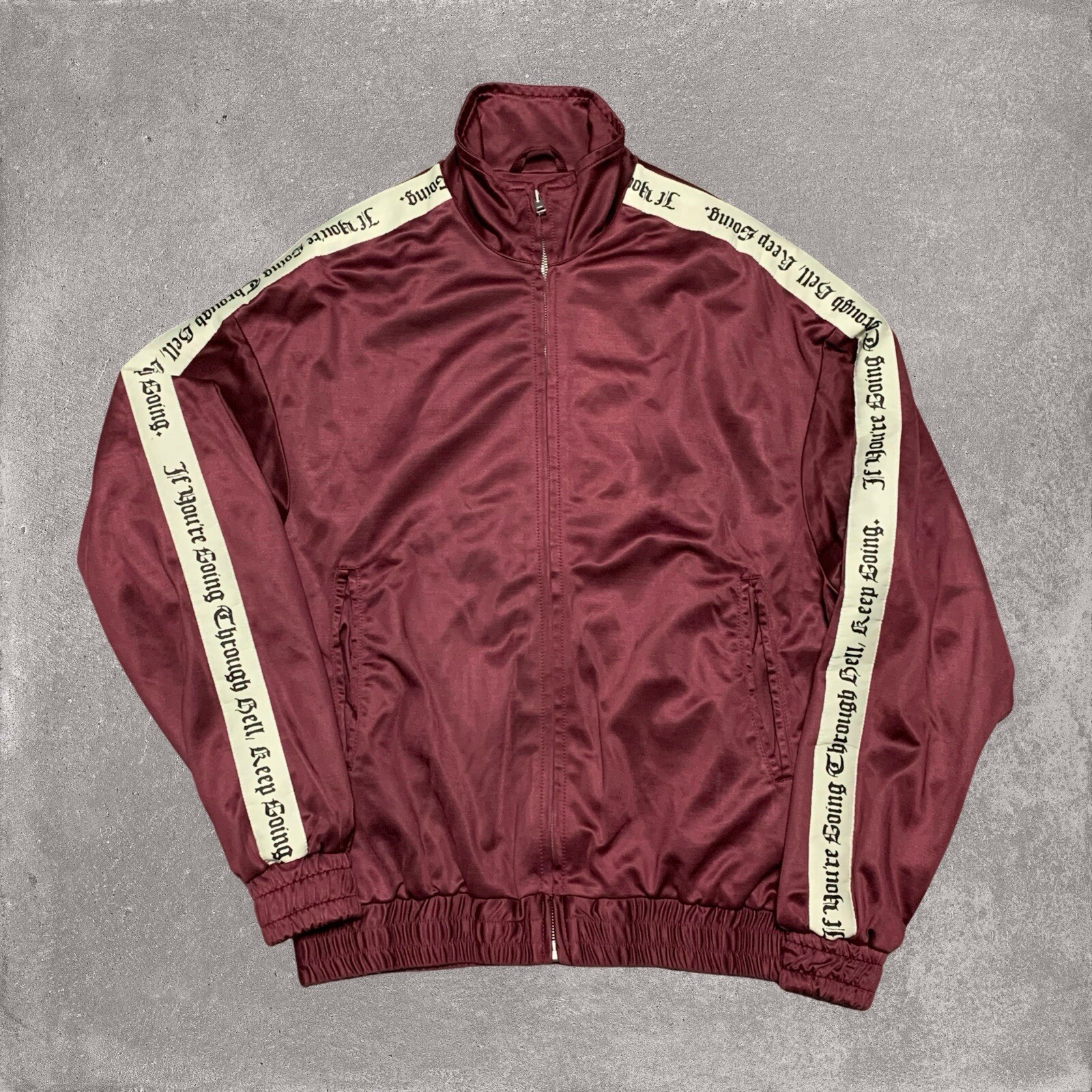 Represent Medium Track Jacket Burgundy Going Thro… - image 1