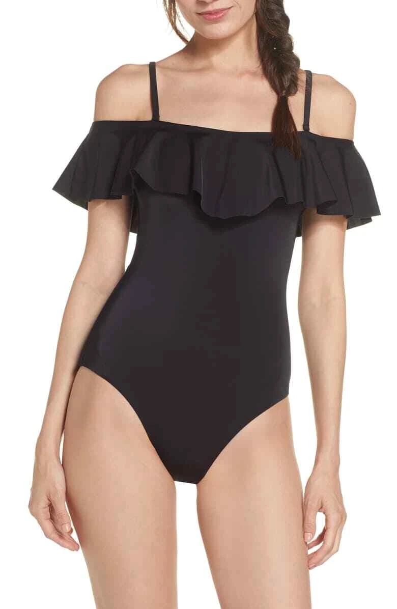 Chelsea28 Off the Shoulder Ruffle One Piece Swimsuit L Large eBay