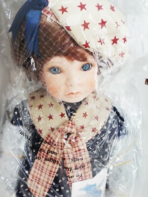 CALLIE 17 in PORCELAIN DOLL GRANDMA'S HOUSE TRUNK & BEAR MARYANNE OLDENBURG NEW