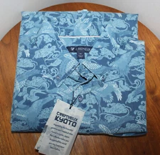 DANIEL CREMIEUX MENS KYOTO SHIRT 100% COTTON CRANES & CLOUDS BLUE & MULTI SIZE M