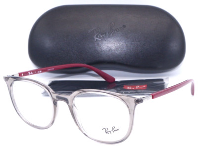 NEW RAY-BAN RB 7190 8083 TRANSPARENT GREY/RED TEMPLES AUTHENTIC EYEGLASSES 51-19