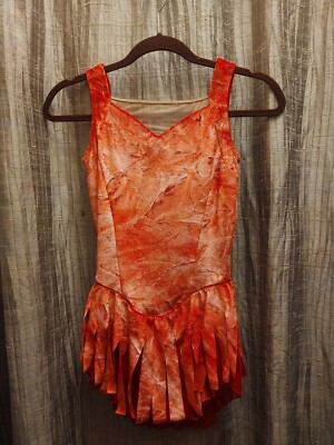 Beautiful SHARENE Ice or Roller Skating Skater Dress Coral Red Glitter  Velour LS | eBay