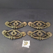 Vintage Solid Brass Furniture Drawer Pulls Set of 4 Handles 6-1/8  On Center