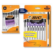 BIC Cristal Xtra Smooth Ballpoint Pens -10-Pack Black Ink 1.0mm Medium Point....