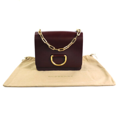 BURBERRY CHAIN BAG レザー Auth BURBERRY Chain Shoulder Bag Bordeaux/Gold Leather/Metal