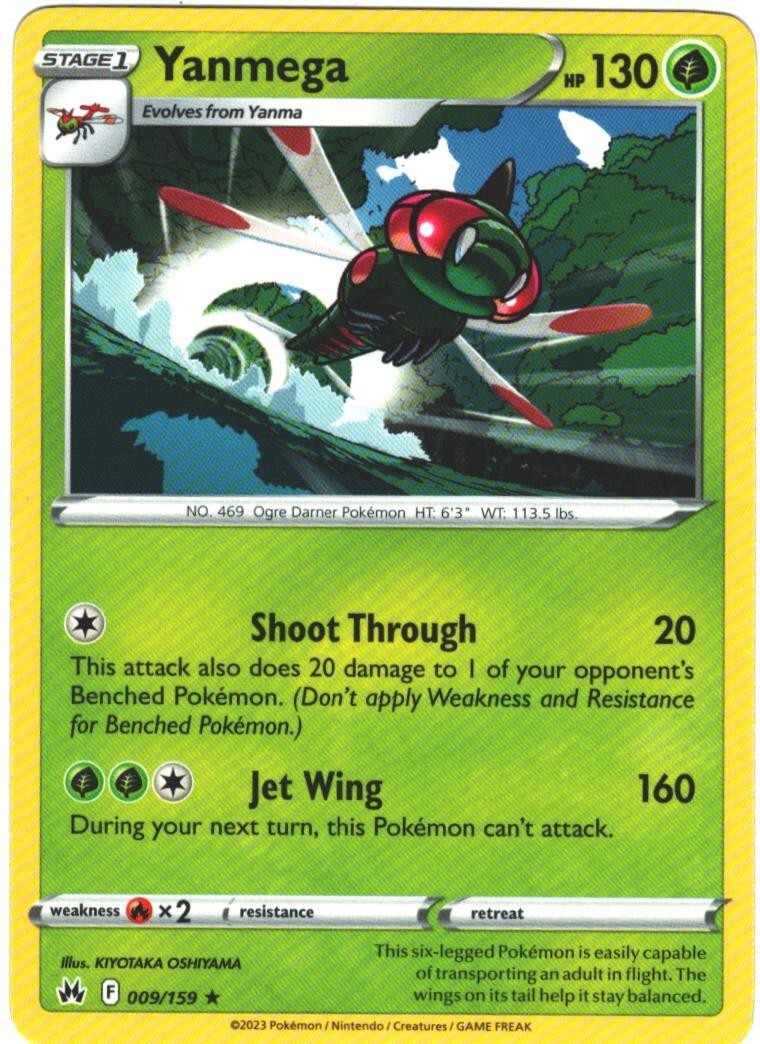 Yanmega 9/159 Crown Zenith Regular Rare Pokémon TCG