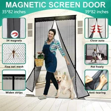 Magnetic Screen Door Heavy Duty Hands-Free Mosquito Mesh Anti Bugs Fly Curtain