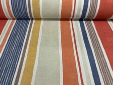 Fabric Cotton Marcel Stripe ORANGE BLUE Curtain Blind