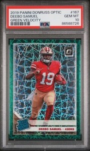 2019 Panini Donruss Optic Deebo Samuel Green Velocity Rookie PSA 10 49ers #167