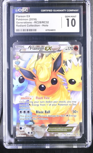 Pokemon Flareon EX Generations RC28/RC32 Radiant Coll. Holo CGC 10 Gem Mint