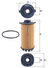 Ölfilter MAHLE OX 1218D Filtereinsatz für 718 982 PORSCHE CAYMAN BOXSTER 70,0mm