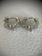 Silver Crinkle Missoma Hoop Huggie Earrings 