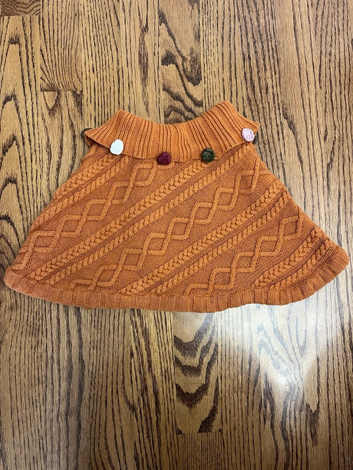 Vintage Gymboree Gymbo Rocky Mountain Orange Knit Cable Sweater Capelet Sz 2T - Image 3 of 4