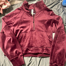 lululemon Scuba Oversized Funnel Neck Velvet 1/2 Zip Hoodie Pockets M/L Purple
