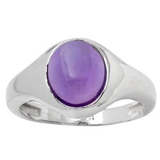 Natural Amethyst Cab - Brazil 925 Sterling Silver Ring s.7.5 Jewelry R-1115