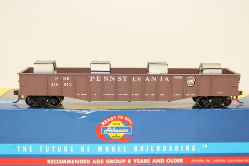 Coche góndola Athearn escala HO PRR Pennsylvania 50' #376813 con carga de bobina | Condition: Used