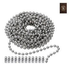 10 Feet 120 Inch Ceiling Fan Pull Chain - Nickel Plated Silver - 3mm Beaded B...