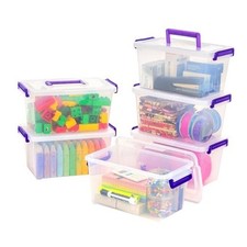 5 Qt. Plastic Craft Storage Container Bins with 5 Qt. - 6 Pack STACK CARRY