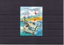 SA31e Laos 1988 Prehistoric Fishes and Birds used minisheet