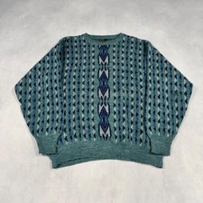 Vintage Knitted Jumper Abstract Patterned Grandad Knit Sweater, Made In Italy