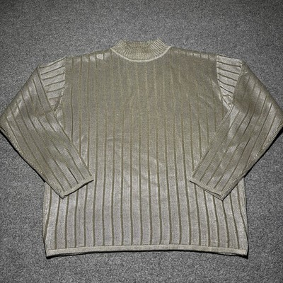 Vtg Syllables Sweater Mens XL Gold Mock Neck Pullover Long Sleeve Retro Disco