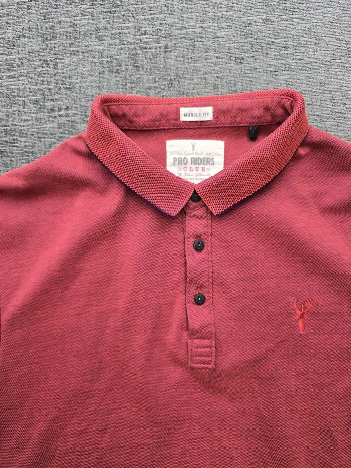 Camisa Polo Pro Riders Club Calce Muscular Roja Bordada Ciervo Logo Talla L Foto 2 de 4