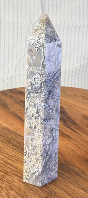 White Moss Agate Tower
