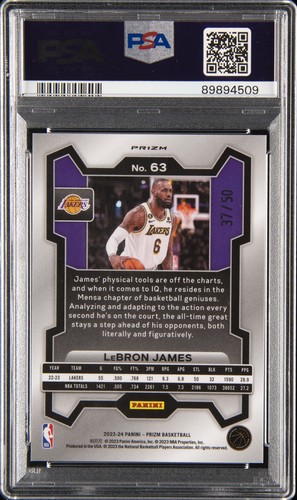 2023 PANINI PRIZM PINK FAST BREAK #63 LEBRON JAMES 37/50 PSA 10 - Picture 2 of 2