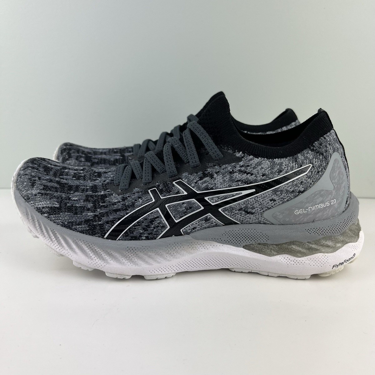 Asics Gel Nimbus 23 Shoes Womens 7.5 Gray Black White 1012A880