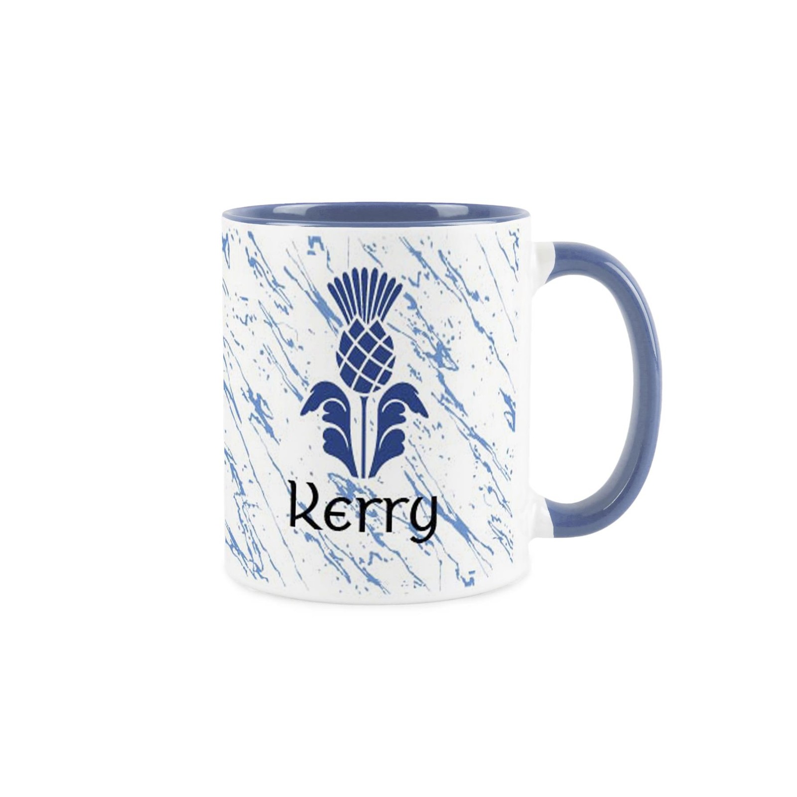 Scottish Thistle Personalised Gaelic Mug - Blue Scotland Gift Custom Ceramic Cup