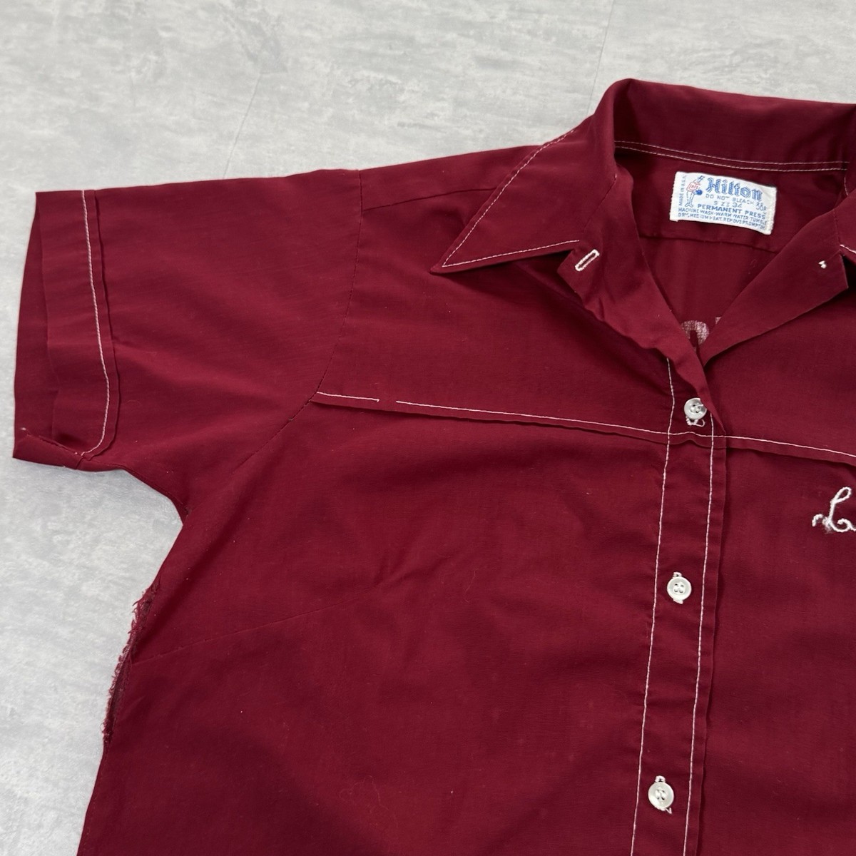 Vtg 60s 70s Hilton Bowling Shirt Small Chain Stitched Button Gary